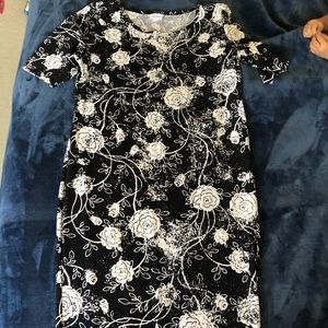 Lularoe Julia dress 2XL black n white roses